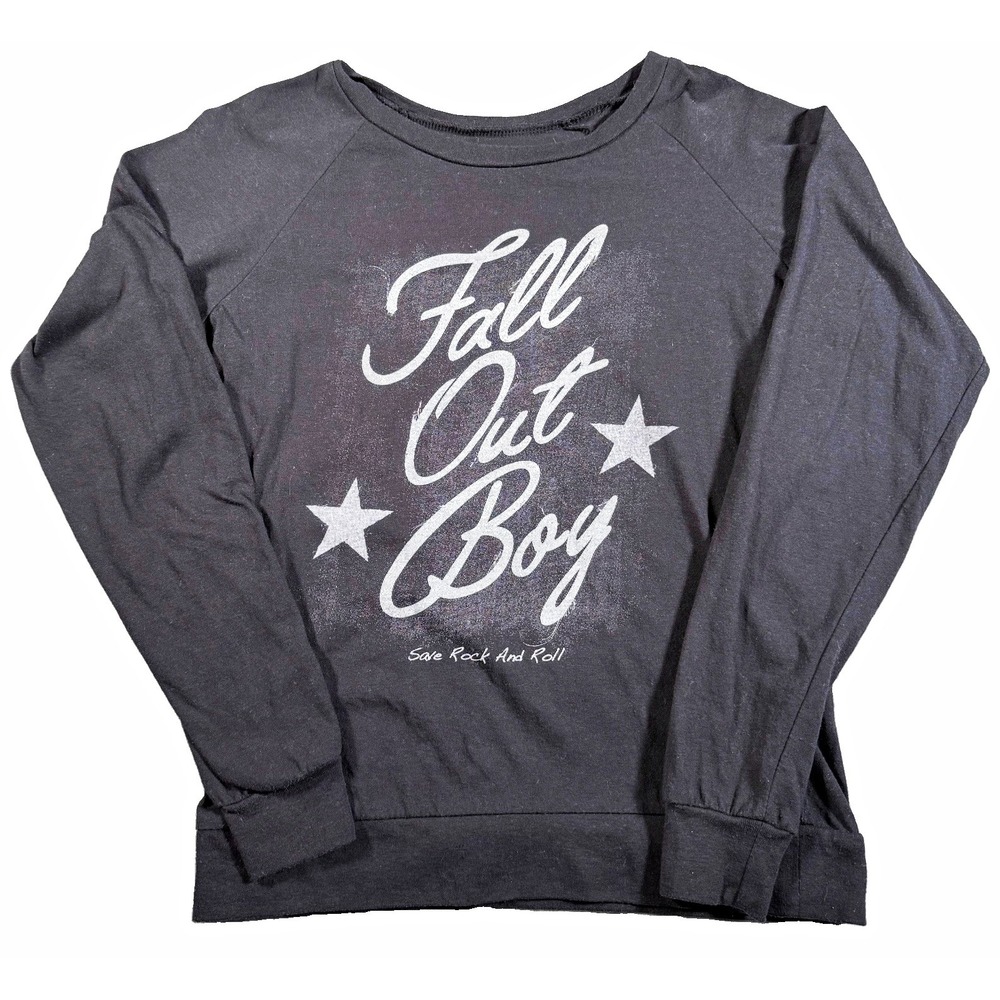 Fall Out Boy Save Rock & Roll Sweatshirt S Black Slouchy Raglan Band Merch Shirt